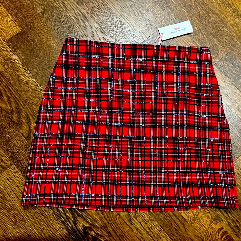 Vineyard Vines plaid will skirt with sequins, NWT, size 6
